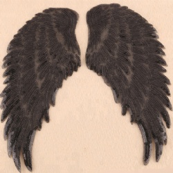 Custom fashion top design wings shape sew on sequin appliques embroidery patch