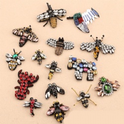 Hand made animal bee insect design sew on clothing hat bags accessories with bead rhinestone crystal appliques patch