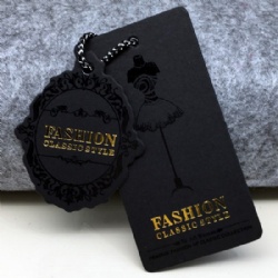 Gold Foil Black Round Kraft Paper Hang Tag For Garment Bags